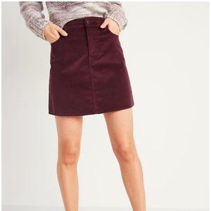 High-Waisted Velvet Skirt - Size 0, Raisin